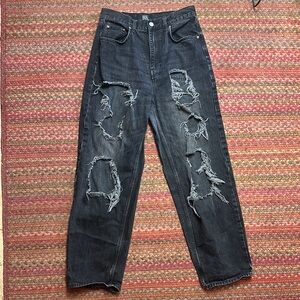 BDG URBAN OUTFITTERS BLACK HEAVY RIPPED BOYFRIEND JEANS